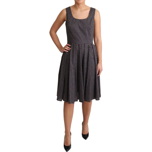 Dolce & Gabbana Black Floral Cotton A-Line Stretch Dress DR2761-40