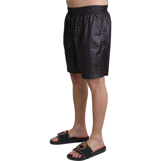 Dolce & Gabbana Chic Black Polka Dot Men's Swim Trunks Dolce & Gabbana Dark Slate Gray