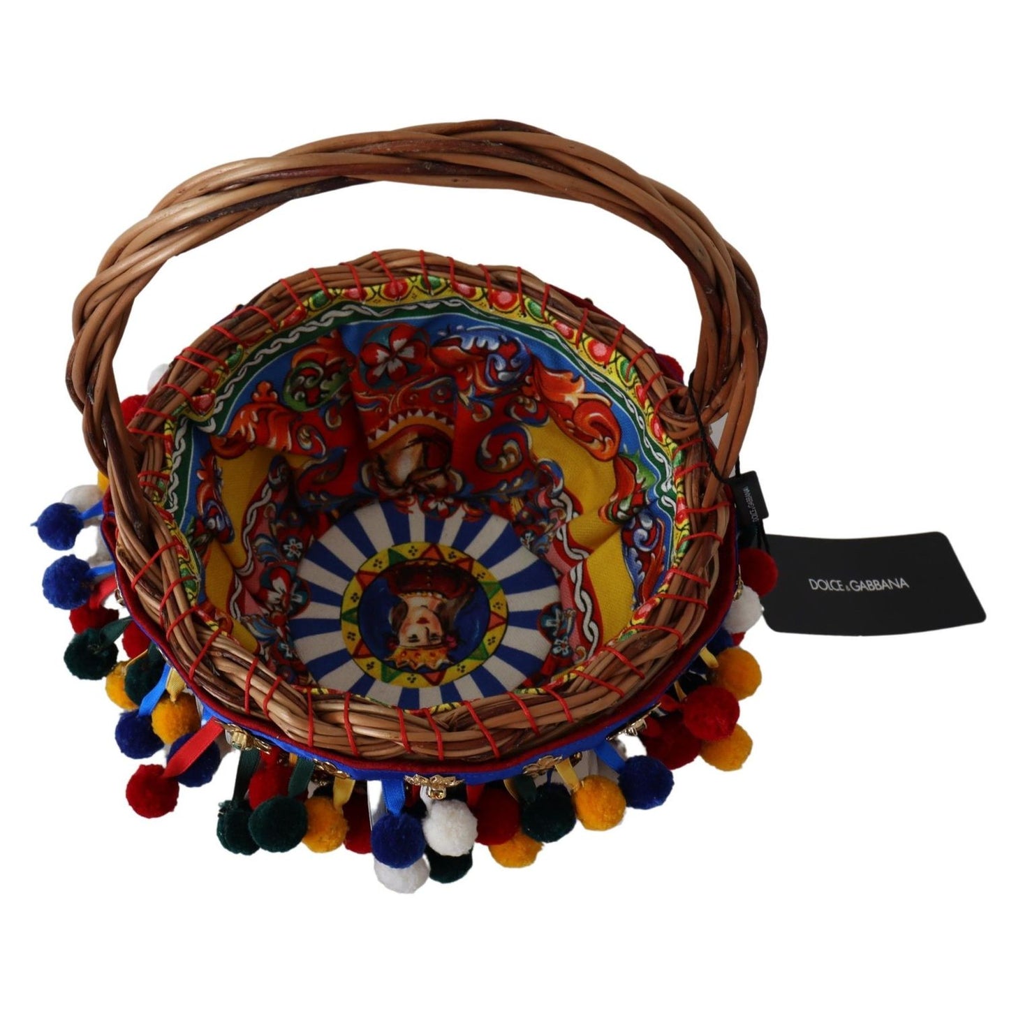 Dolce & Gabbana Multicolor Cotton Embellished Agnese Basket Tote Bag