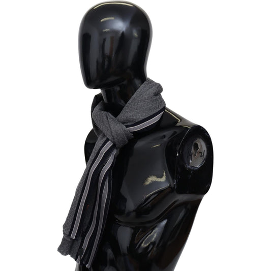 Missoni Elegant Gray Wool Scarf with Signature Stripes Missoni Black