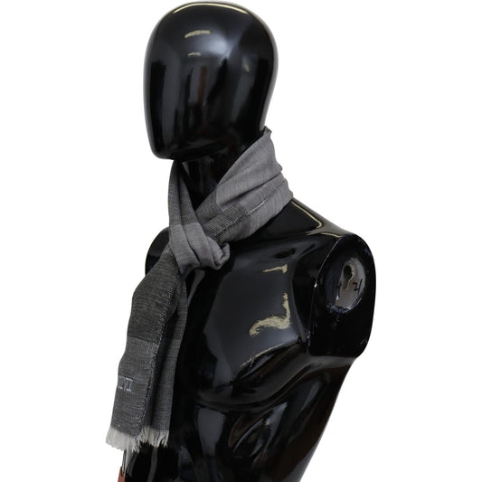 Missoni Elegant Striped Wool Scarf with Logo Embroidery Missoni Black