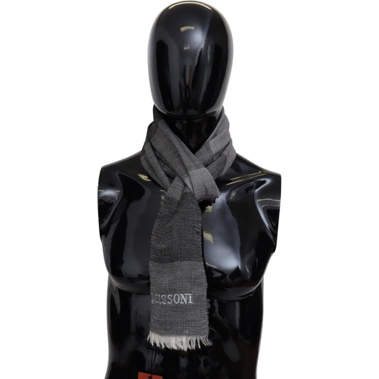 Missoni Elegant Striped Wool Scarf with Logo Embroidery Missoni Black