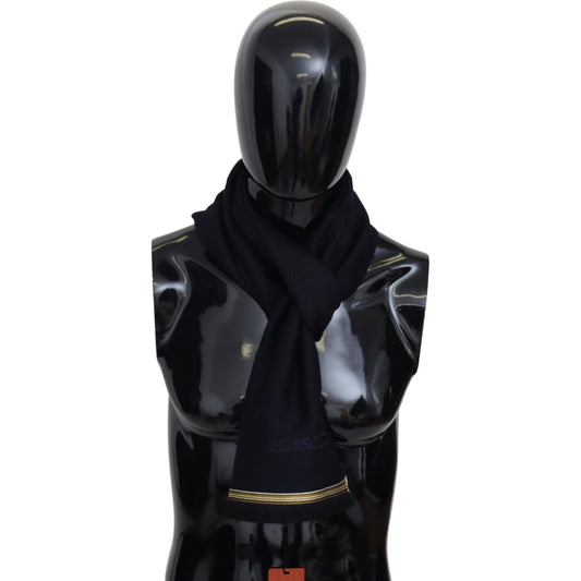 Missoni Elegant Unisex Wool Scarf with Embroidered Logo Missoni Black