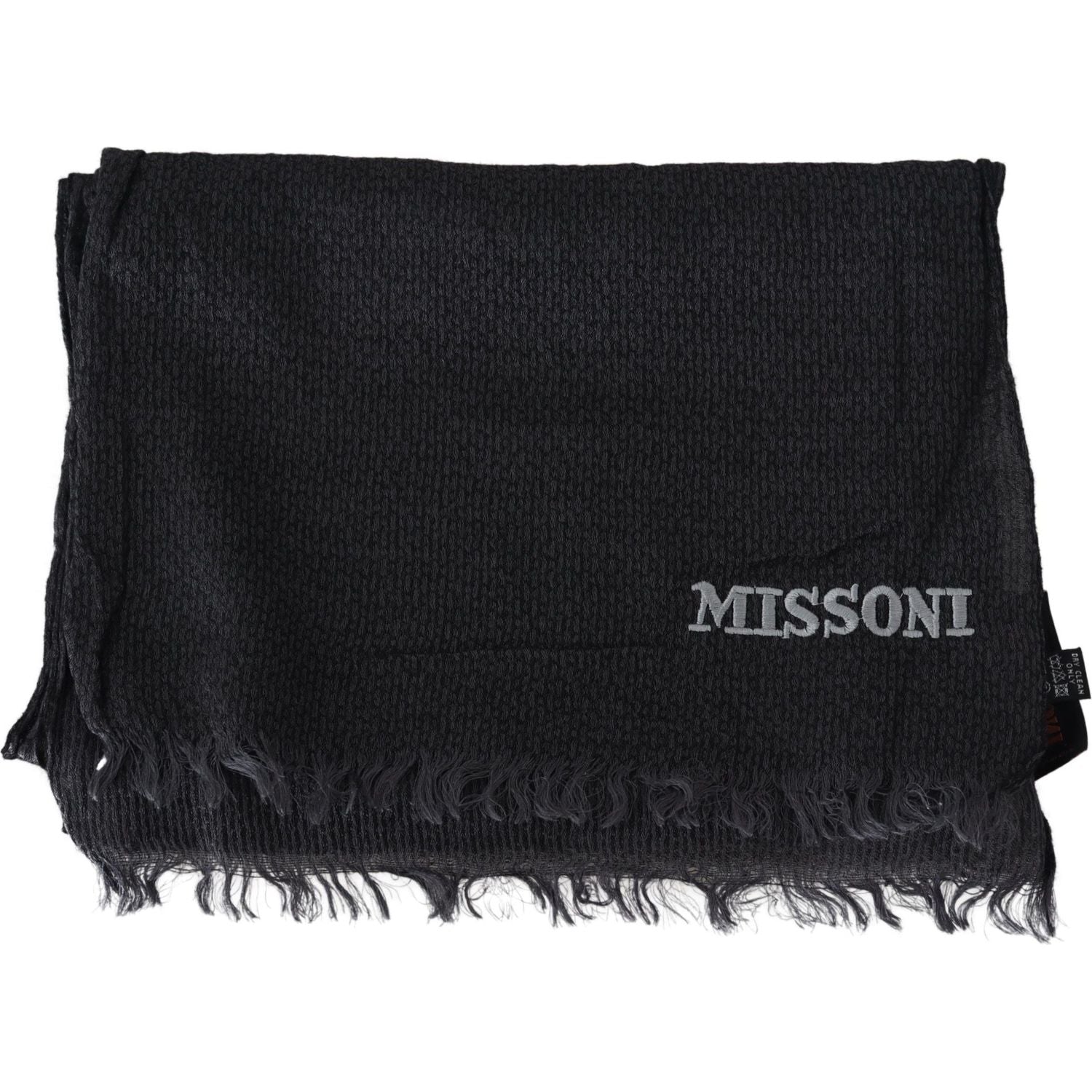 Missoni Black Wool Knit Unisex Neck Wrap Scarf