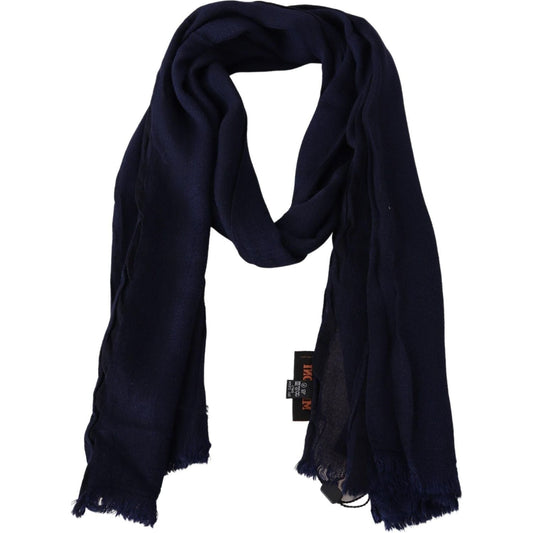 Missoni Elegant Blue Wool Scarf with Embroidered Logo Missoni Black