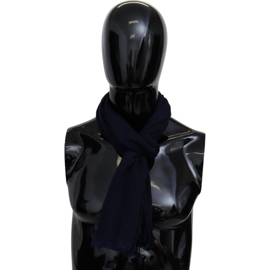 Missoni Elegant Blue Wool Scarf with Embroidered Logo Missoni Black