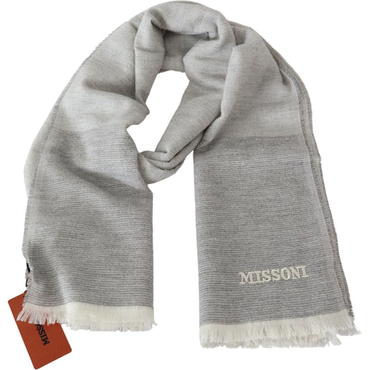 Missoni Elegant Beige Wool Scarf with Embroidery Detail Missoni Dark Gray