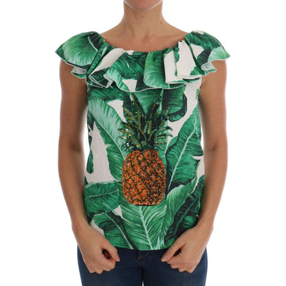 Dolce & Gabbana Pineapple Banana Sequins Blouse T-shirt