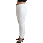 Dolce & Gabbana White Tattered Skinny Denim Cotton Stretch Jeans PAN71574-46