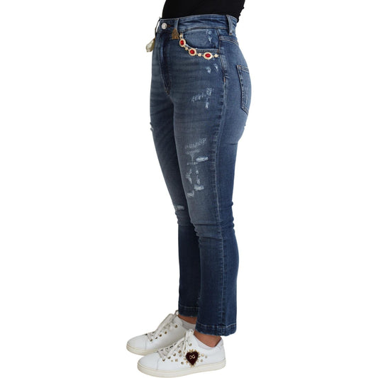 Dolce & Gabbana Embellished High Waist Skinny Denim Jeans Dolce & Gabbana Dark Slate Gray
