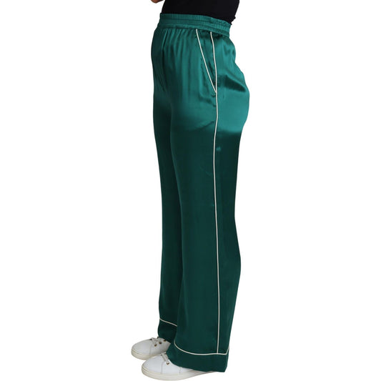 Dolce & Gabbana Exquisite Silk Pajama Trousers in Lush Green Dolce & Gabbana Dark Slate Gray