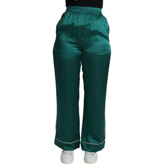 Dolce & Gabbana Exquisite Silk Pajama Trousers in Lush Green Dolce & Gabbana Dark Slate Gray