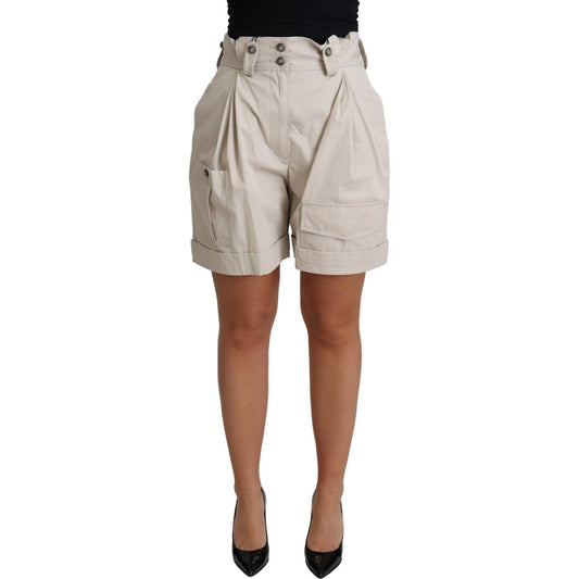 Dolce & Gabbana Chic Beige High Waist Pleated Shorts Dolce & Gabbana Gray