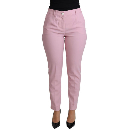 Dolce & Gabbana Elegant Pink High-Waisted Wool Trousers Dolce & Gabbana Rosy Brown