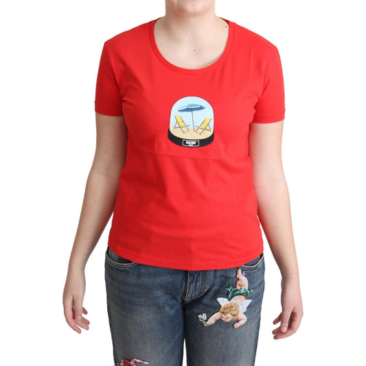 Moschino Chic Red Cotton Tee with Signature Print Moschino Dark Slate Gray