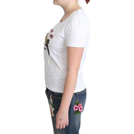 Moschino Chic Cotton Round Neck Tee with Playful Print Moschino Light Gray