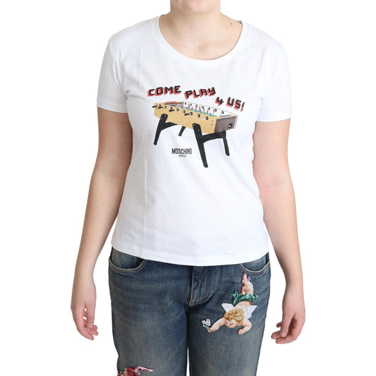 Moschino Chic Cotton Round Neck Tee with Playful Print Moschino Dark Slate Gray