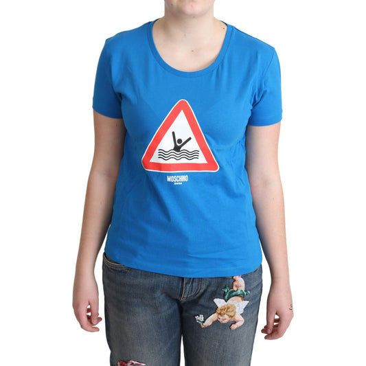 Moschino Blue Cotton Swim Graphic Triangle T-shirt Moschino