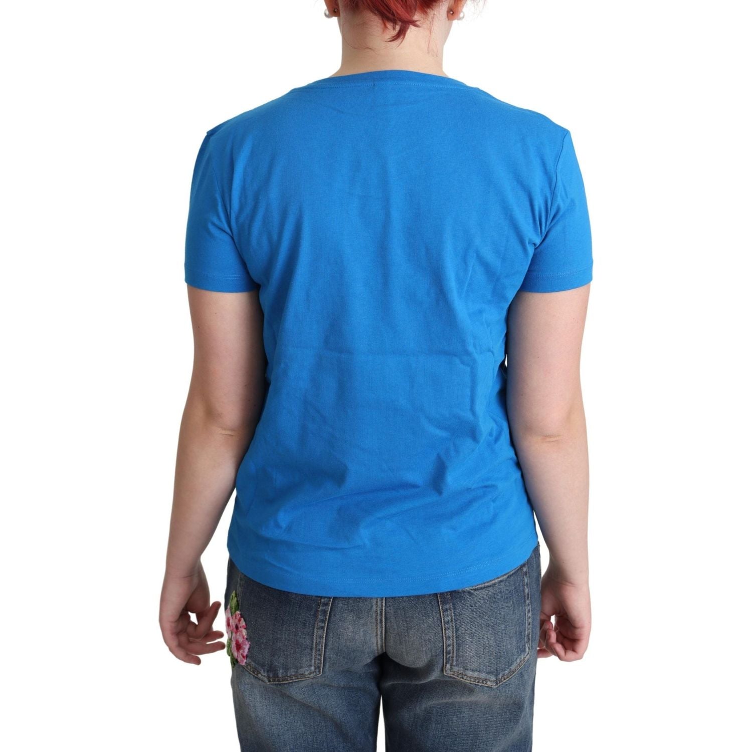 Moschino Blue Cotton Swim Graphic Triangle T-shirt