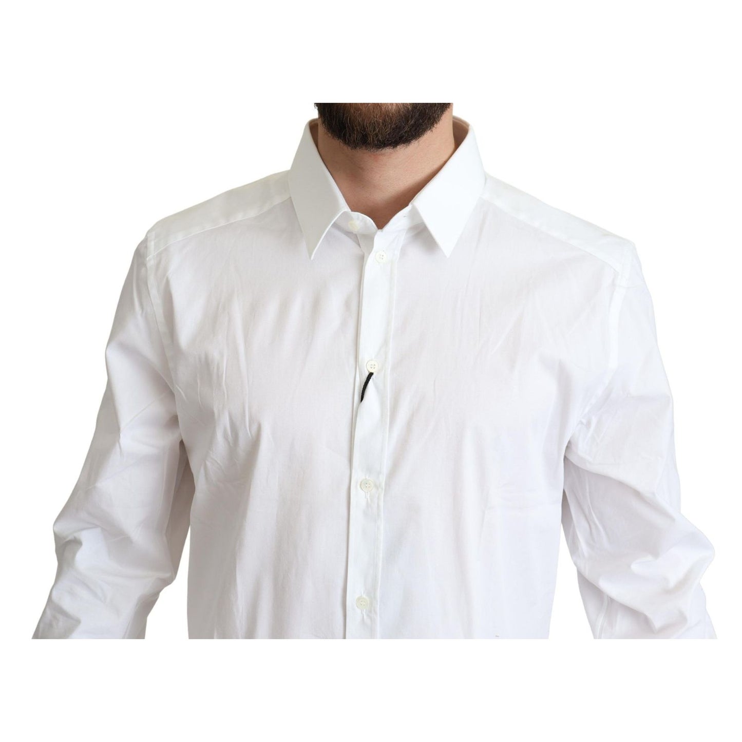 Dolce & Gabbana White Cotton Stretch Men Dress Formal Shirt