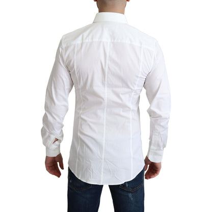 Dolce & Gabbana White Cotton Stretch Men Formal SICILIA Shirt