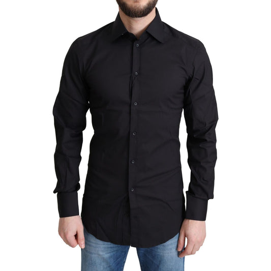Dolce & Gabbana Black Cotton Blend Formal Dress Shirt TSH6175 -37