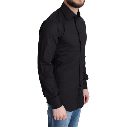 Dolce & Gabbana Black Cotton Blend Formal Dress Shirt TSH6175 -37