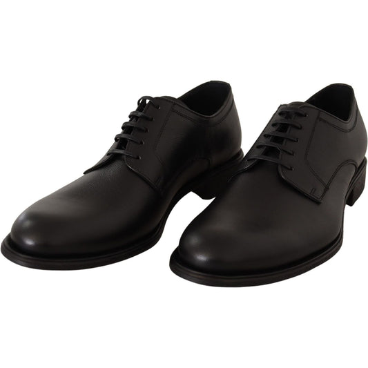 Dolce & Gabbana Elegant Black Leather Derby Shoes Dolce & Gabbana Black