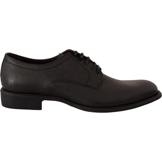 Dolce & Gabbana Elegant Black Leather Derby Dress Shoes Dolce & Gabbana Black