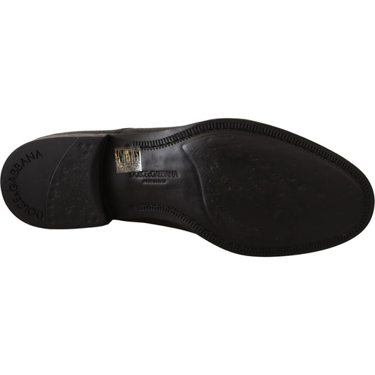 Dolce & Gabbana Elegant Black Leather Derby Dress Shoes Dolce & Gabbana Black