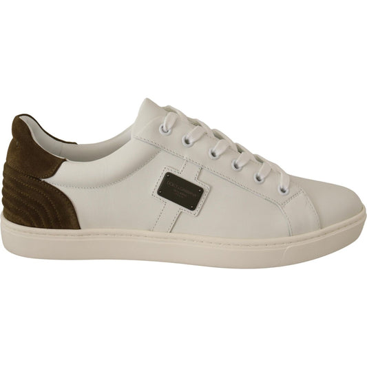 Dolce & Gabbana Chic White Leather Sneakers for Men Dolce & Gabbana Gray