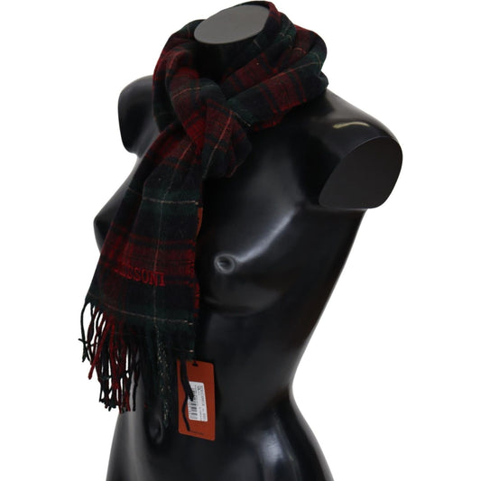 Missoni Elegant Check Wool Scarf with Logo Embroidery Missoni Black