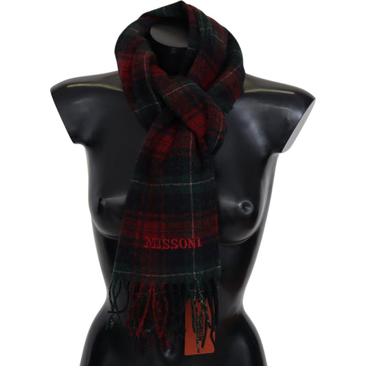Missoni Elegant Check Wool Scarf with Logo Embroidery Missoni Black