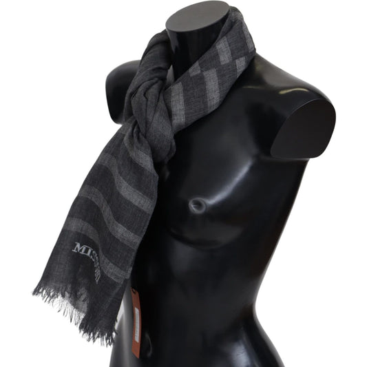 Missoni Elegant Unisex Wool Scarf with Logo Embroidery Missoni Black