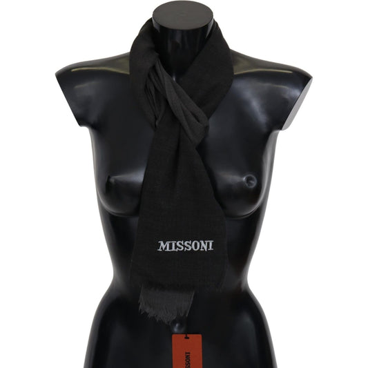 Missoni Elegant Black Wool Scarf with Fringes Missoni Black