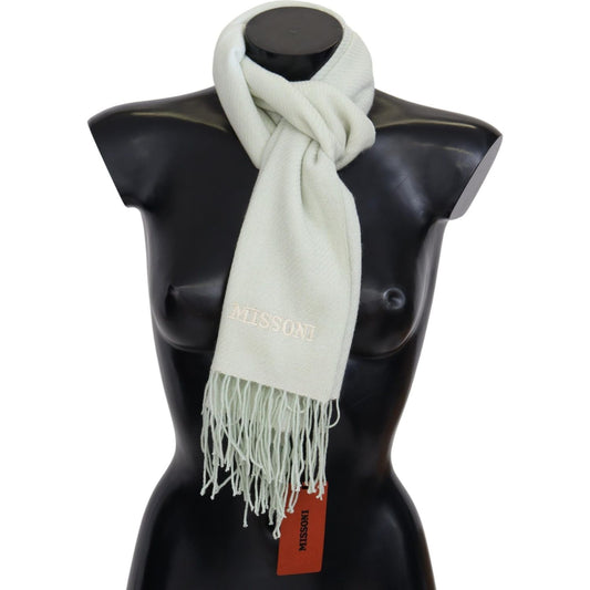 Missoni Elegant White Cashmere Scarf Missoni Gray