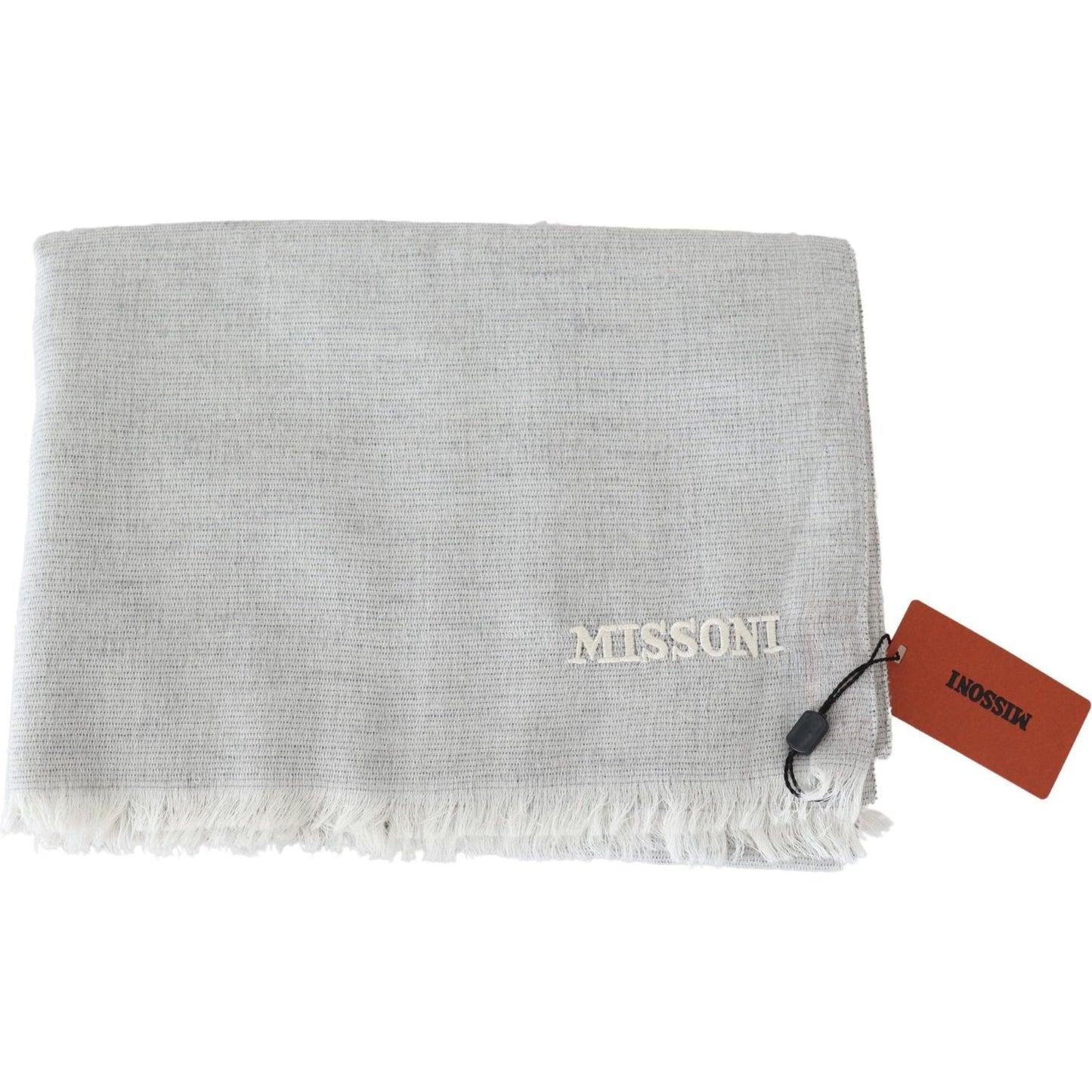 Missoni Elegant Wool Scarf with Signature Embroidery Missoni Gray