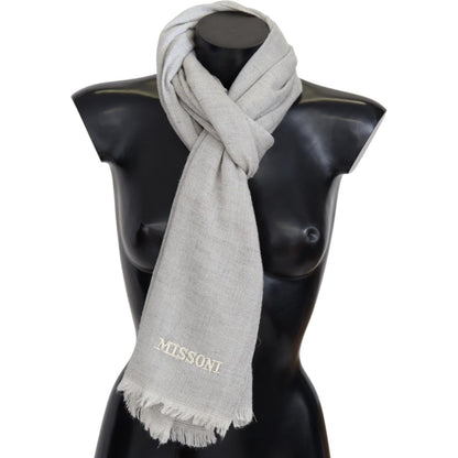 Missoni Gray Wool Knit Unisex Neck Wrap Scarf