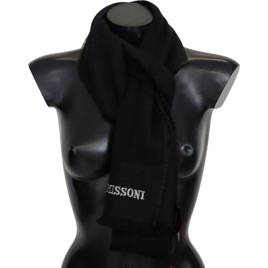 Missoni Elegant Black Wool Scarf with Logo Embroidery Missoni Black