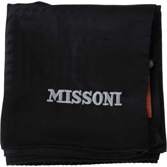 Missoni Elegant Black Wool Scarf with Embroidered Logo Missoni Black