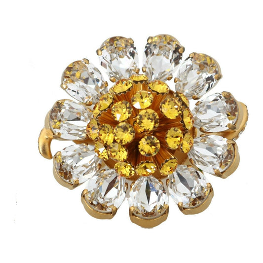 Dolce & Gabbana Crystal Flower Statement Ring Size US 7.5 Dolce & Gabbana Dark Khaki
