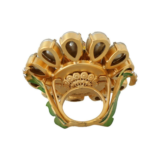 Dolce & Gabbana Crystal Flower Statement Ring Size US 7.5 Dolce & Gabbana Sienna