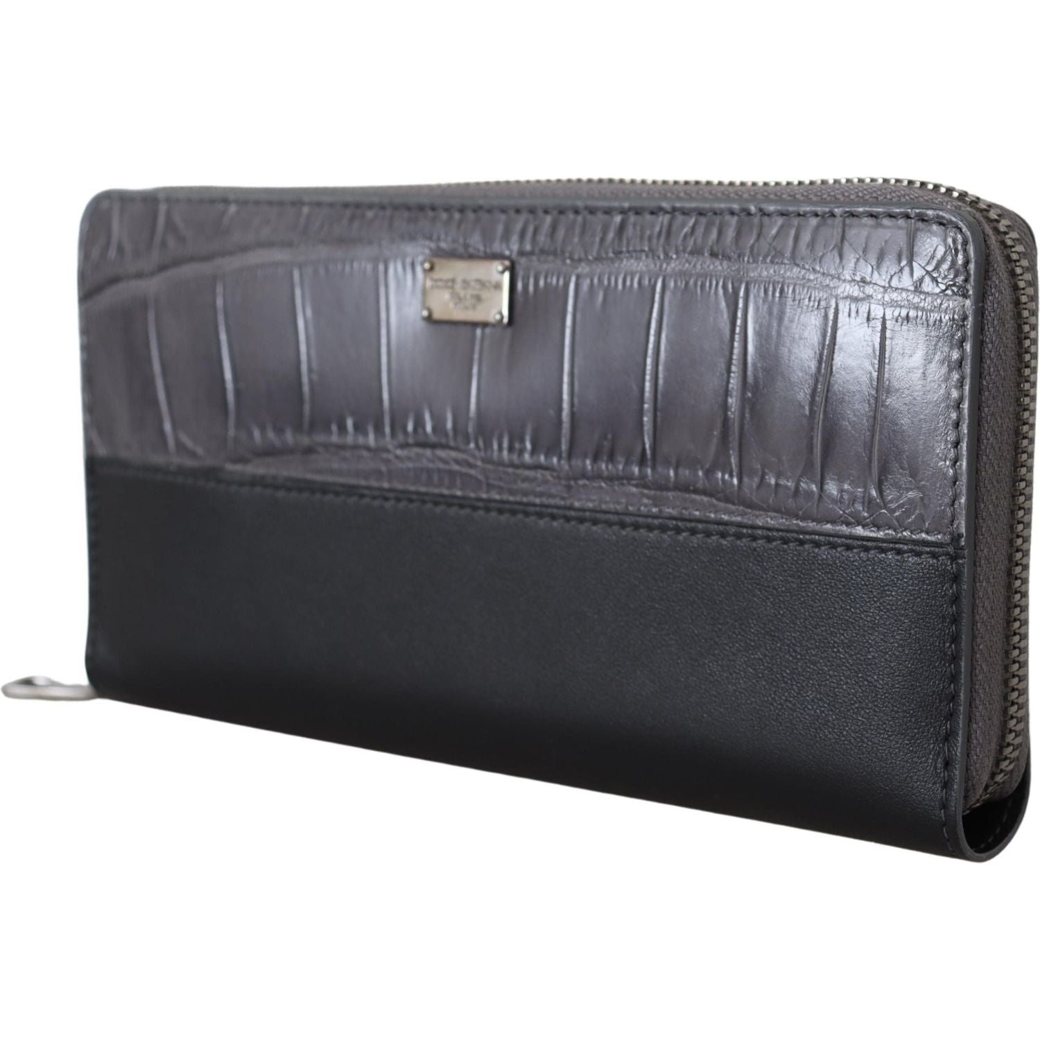 Dolce & Gabbana Black Zip Around Continental Clutch Leather Wallet