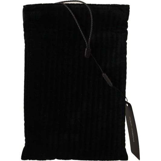 Dolce & Gabbana Elegant Velvet Quilted Glasses Holder Bag Dolce & Gabbana Black