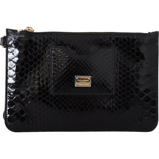 Dolce & Gabbana Exotic Leather Black Wristlet Wallet Dolce & Gabbana Black