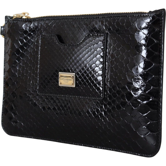 Dolce & Gabbana Exotic Leather Black Wristlet Wallet Dolce & Gabbana Black