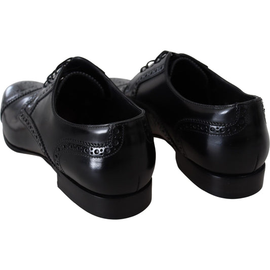 Dolce & Gabbana Elegant Black Leather Formal Derby Shoes Dolce & Gabbana Black