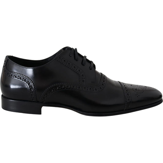 Dolce & Gabbana Elegant Black Leather Formal Derby Shoes Dolce & Gabbana Black