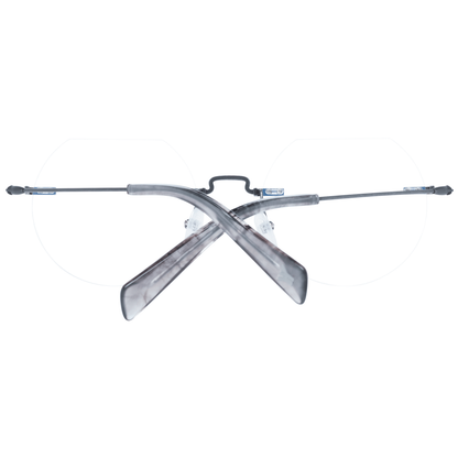 Yohji Yamamoto Gray Metal Glasses (Frames) in rimless style with grey metal frame and demo lenses, temples length 145mm, frame width 130mm.