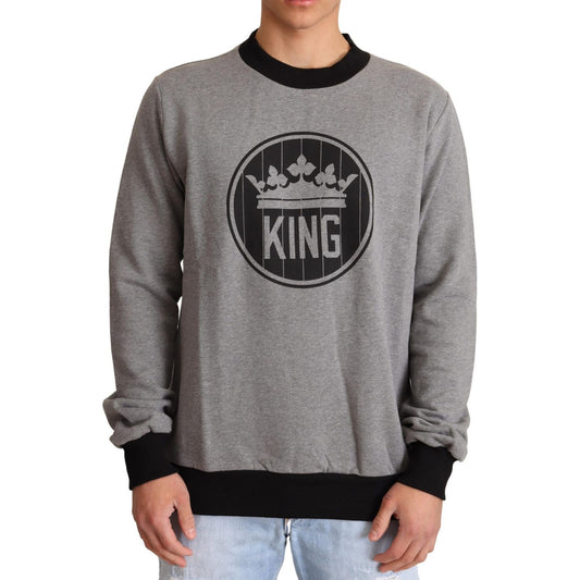 Dolce & Gabbana Elegant Gray Crown Motif Crewneck Sweater Dolce & Gabbana Light Slate Gray